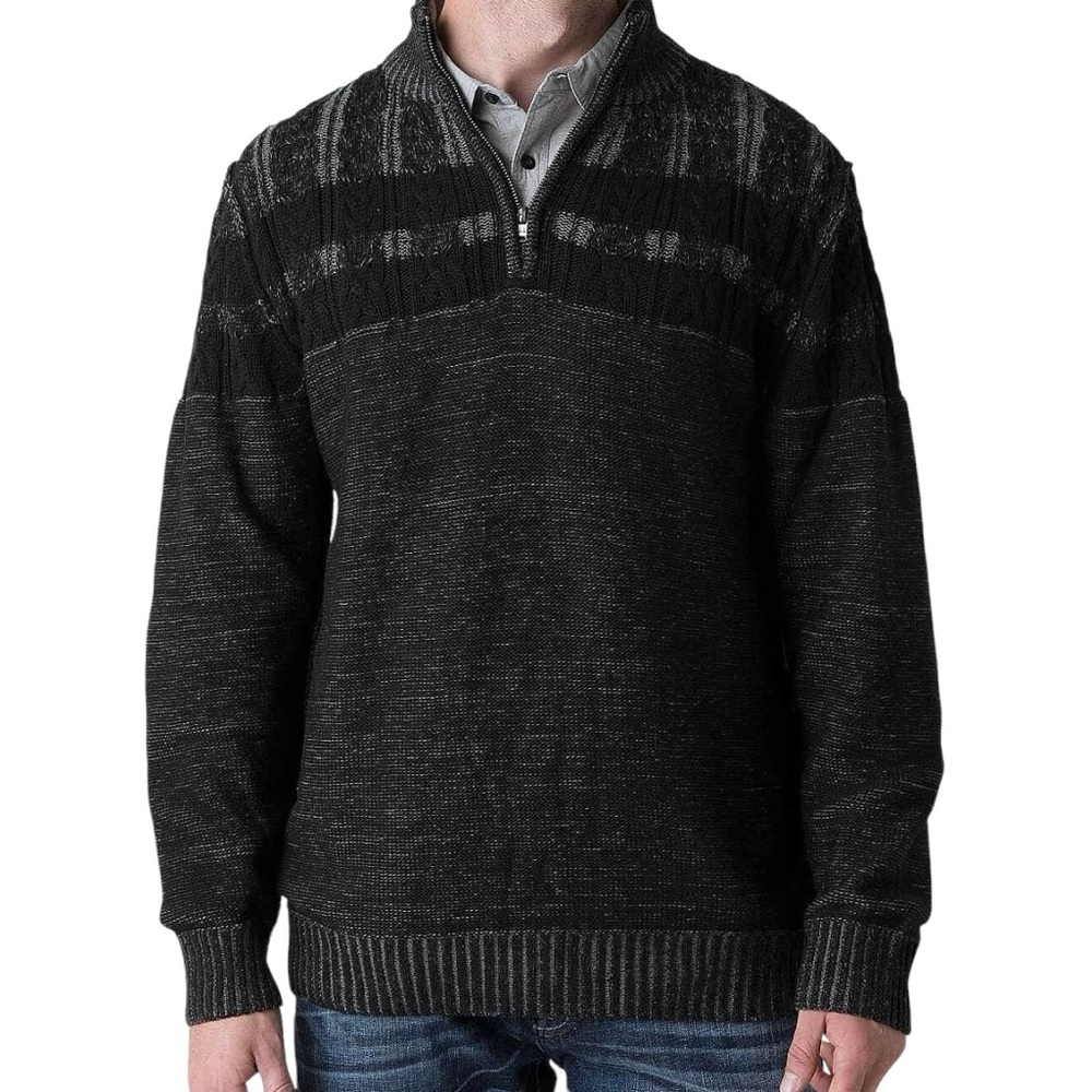 J.B. Holt The Lincoln by The Buckle Black & Gray Knit Quarter Zip Sweater‎ L